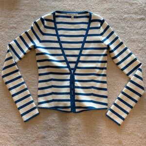 Favorite daughter the Caroline crop cardigan French blue stripe nwot